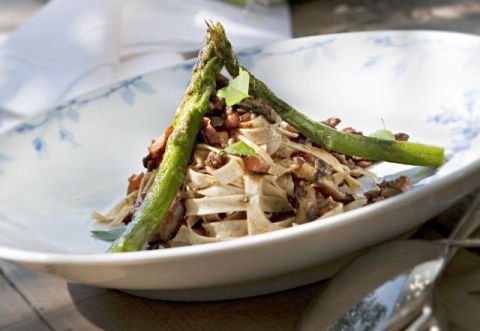 Massa orgânica com ragu de cogumelos