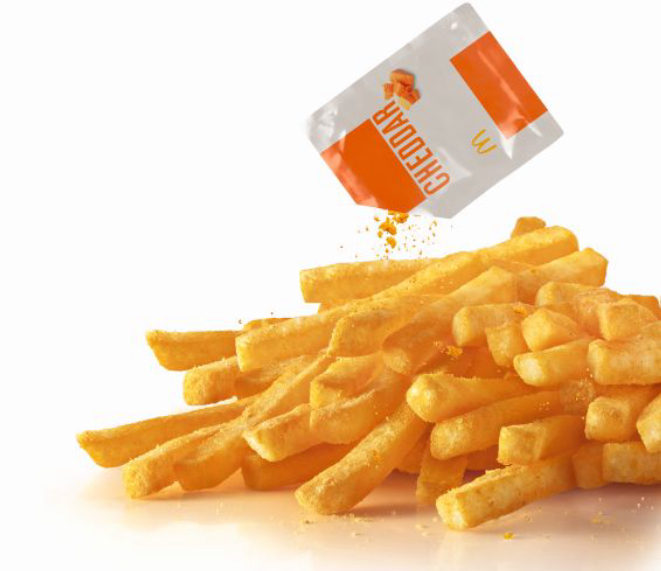 Cheddar Shake Fries sabor cheddar (a partir de R$ 7). Foto: Divulgação.