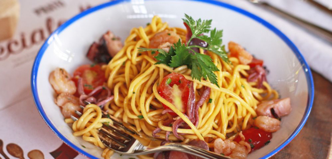 Spaghetti frutti di mare. Foto: Raffaella Bonanni / Divulgação.