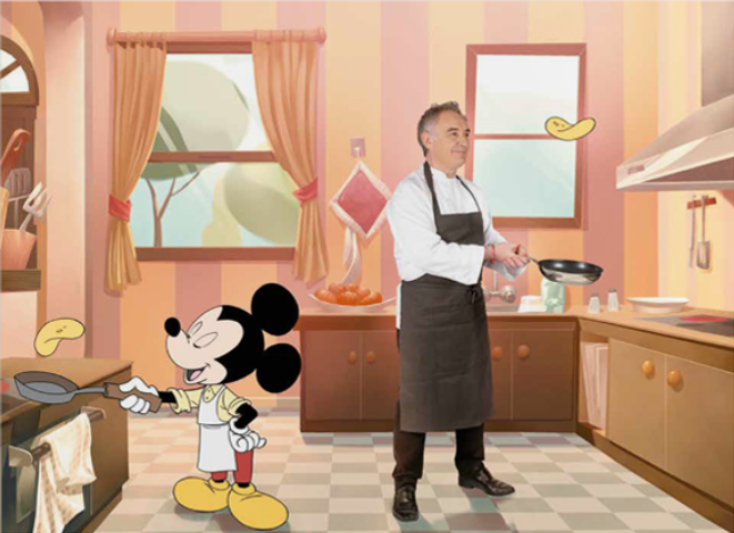 Imagem do livro Te Cuento en la Cocina, projeto da Disney e Fundação elbulli, do premiado chef Ferran Adrià. Imagem: Reprodução/Disney Espanha