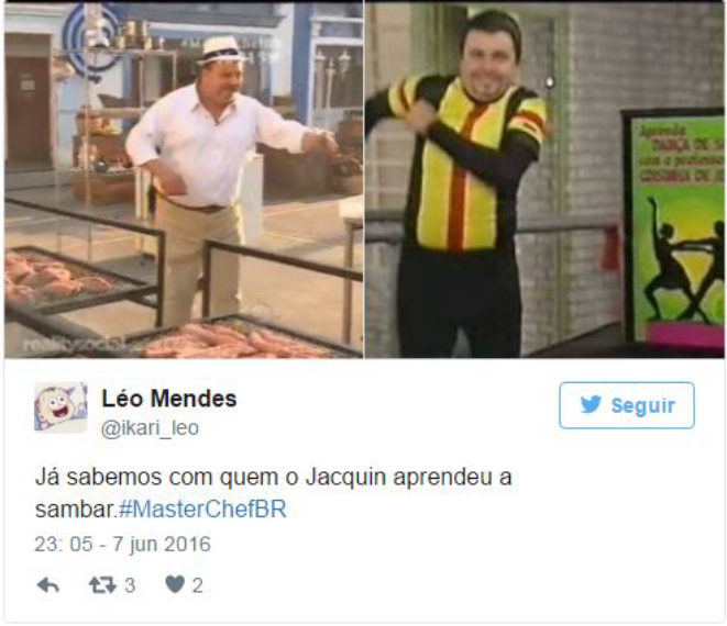 Jacquin sambando foi alvo de piadinhas no Twitter. 