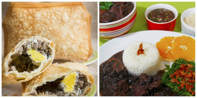 Pastel da Pastelaria Brasileira e feijoada do Cantinho Gastronômico Sakai. Fotos: Leticia Akemi e Antonio More/Gazeta do Povo