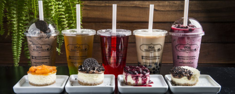 Cafeteria é especializada no chá taiwanês bubble tea e tem 17 sabores de cheesecake