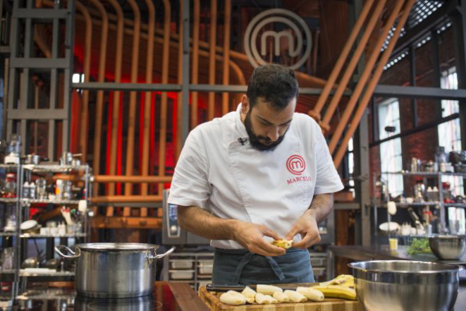 Marcelo impressionou com um baião de dois com banana. Foto: Comunicação Band/ Divulgação