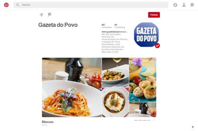 Gazeta do Povo está na rede social Pinterest com boards sobre estilo de vida. Gastronomia é um dos temas. Foto: Reprodução/Pinterest