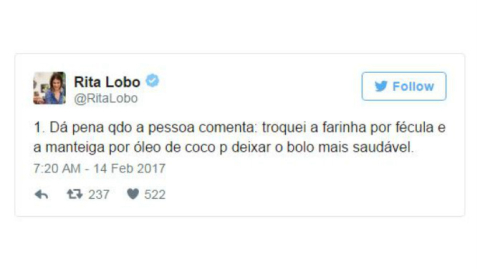 Rita Lobo critica quem troca ingredientes em busca de ‘alimentação saudável’