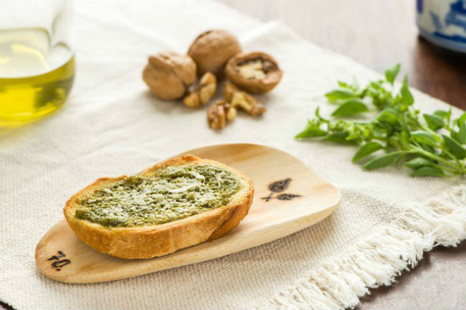 Bruschetta de pesto do Bruschetta d'Italia, um dos sabores do rodízio às terças. Foto: Divulgação.