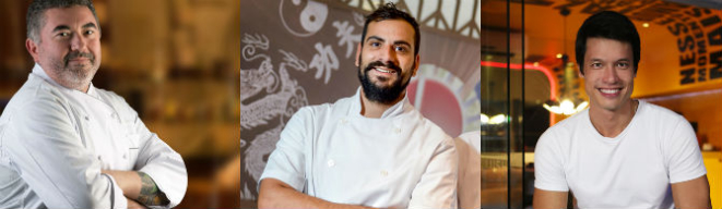 Chefs Ivo Lopes, Marcelo Verde e Leo Young. Foto: Divulgação.