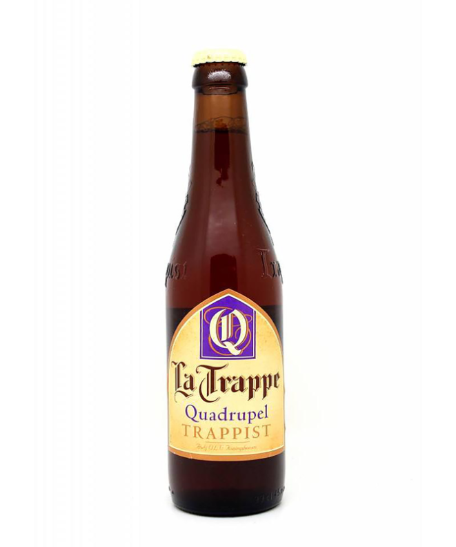 La Trappe Quadrupel<br>Estilo: Belgian Quadrupel<br>Embalagem: 330 ml<br>Teor Alcoólico: 10%<br>Origem: Holanda<br>Preço: R$ 23,90 até R$ 34,50<br>