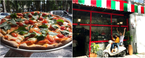 Novo café e restaurante na Praça Osório serve de pizza em pedaços a pratos italianos