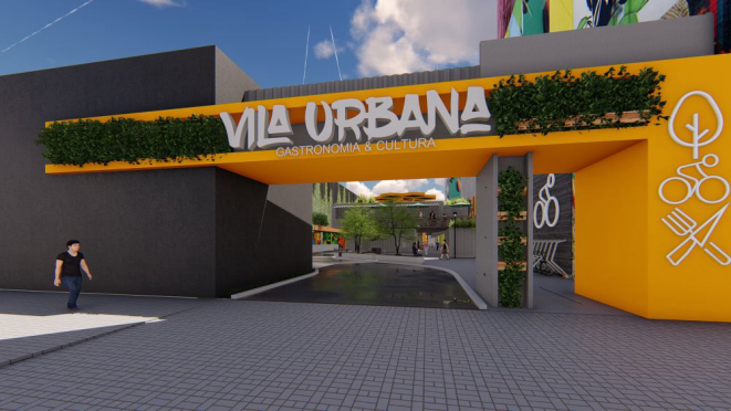 Entrada da Vila Urbana pela Rua Marechal Deodoro. Nova vila gastronômica é vizinha ao Centro Comercial Itália. Foto: Divulgação