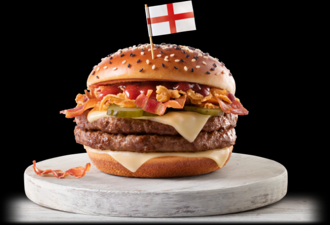 O McInglaterra leva picles, bacon, cebola crispy e barbecue. Foto: Divulgaçãp