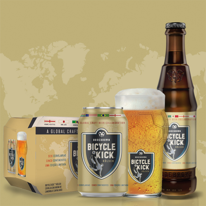 Bicycle Kick Kölsch é disponível em lata, long neck e chope. Foto: Divulgação.