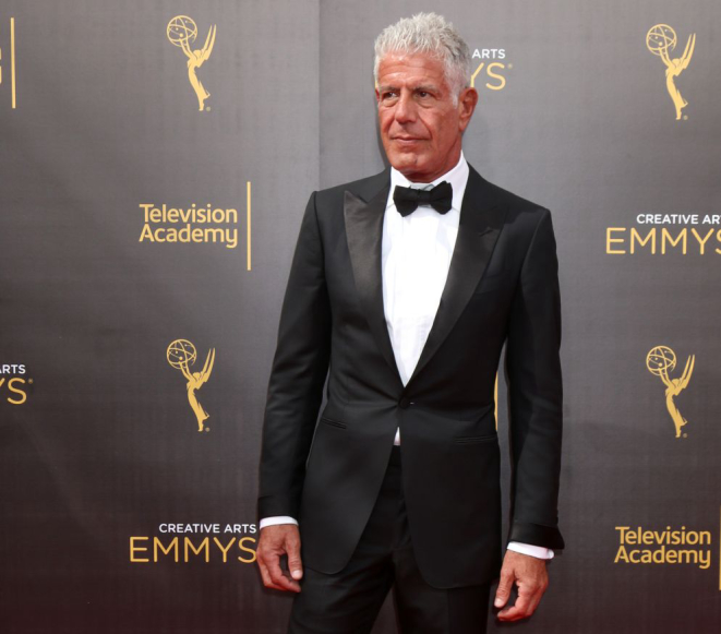 LOS ANGELES - SEP 11:  Anthony Bourdain at the 2016 Primetime Creative Emmy Awards - Day 2 - Arrivals at the Microsoft Theater on September 11, 2016 in Los Angeles, CA