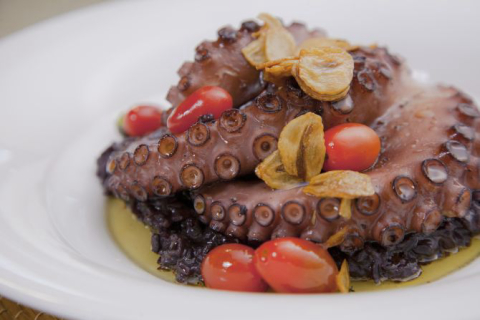 Receita de polvo com arroz negro