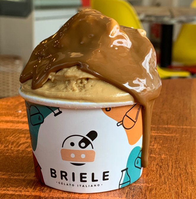 Sorvete de caramelo salgado, da Briele Gelato e Café. Foto: Divulgação. 