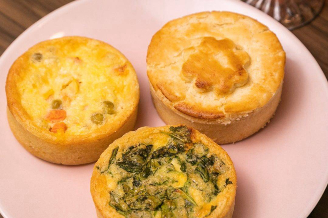 Quiches, atrações também nos salgados. 