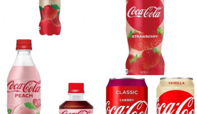 Amora, cereja, maça, morango, pêssego, baunilha continuam concorrendo de igual para igual com o sabor tradicional, a Coca-Cola Zero e a Light