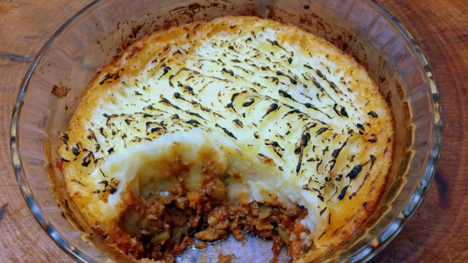 Shepherd's Pie de cordeiro, o prato principal. 