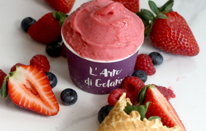 Sorbet L'Arte di Gelato é produzido apenas com fruta, açúcar e um pouco de água. 