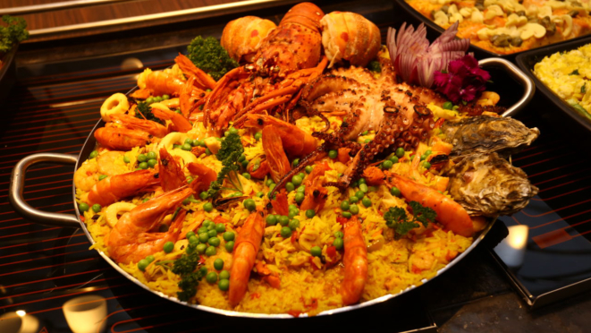 Paella da JP Steakhouse. Frutos do mar fazem parte do rodízio.