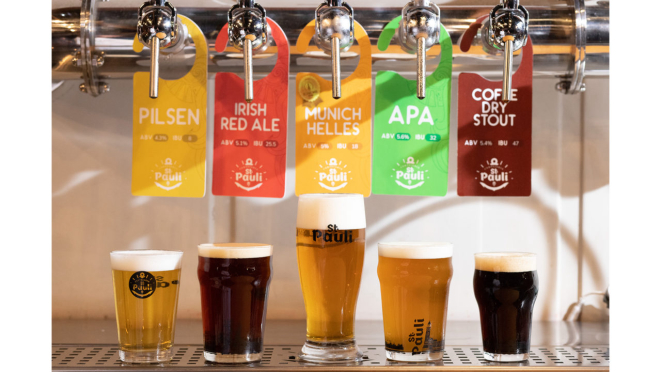 O portfólio de rótulos da Sant Pauli conta com Pilsen, Irish Red Ale, Munich Helles, Apa, Coffe Dry Stout e outros estilos.