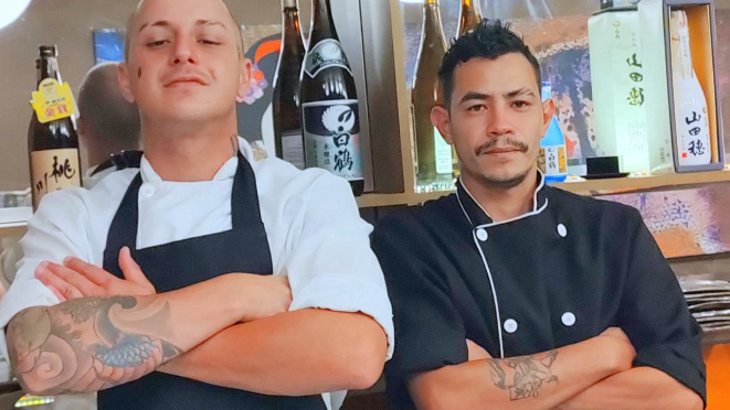 Carlos Henrique e joão Felipe Gonçalves, os sushimen do Ken'Eki. 