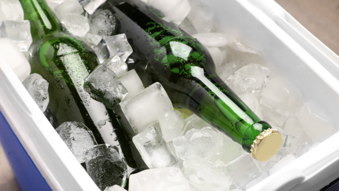 Para viajar, o ideal é armazenar os alimentos e bebidas em uma caixa de isopor ou cooler com gelo. Foto: Bigstock