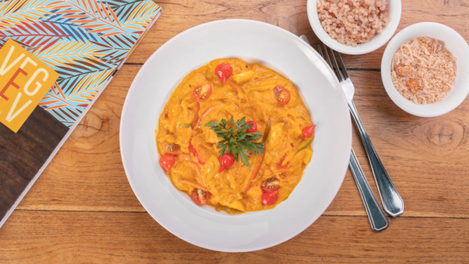 Moqueca de pupunha é um dos pratos de destaque do Veg e Lev. Foto: Divulgação