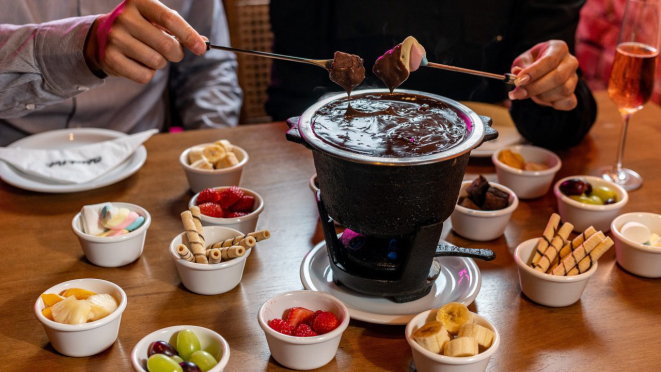 Fondue de chocolate do Blackpot em Florianópolis. 