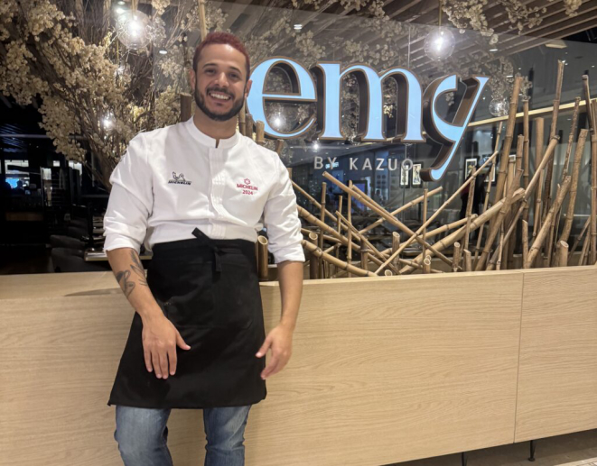 O chef Lucas Amaral concebeu um menu degustação de oito etapas para o Emy. Foto: Anacreon de Téos