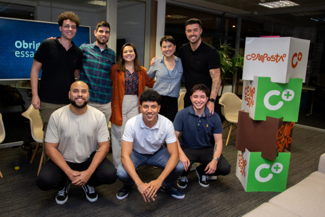 Equipe Composta+ durante evento na Cozinha Bom Gourmet: relacionamento com clientes parceiros. 