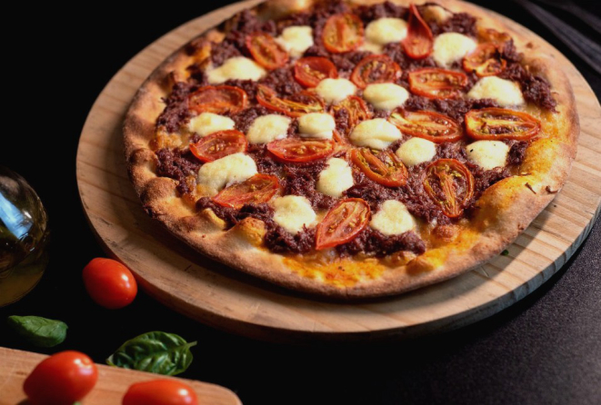 Pizza de carne seca da Disk Pizza. Crédito: Divulgação