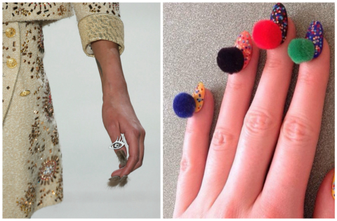Unhas decoradas com pompom e pele conquistam as redes sociais