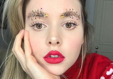 Depois das FeatherBrow, nova moda é sobrancelha para o Natal com brilho e estrela