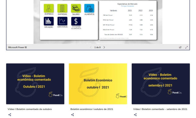 Tela de análise de mercado do FoodCo., com estudos exclusivos de business intelligence acessíveis apenas para assinantes.
