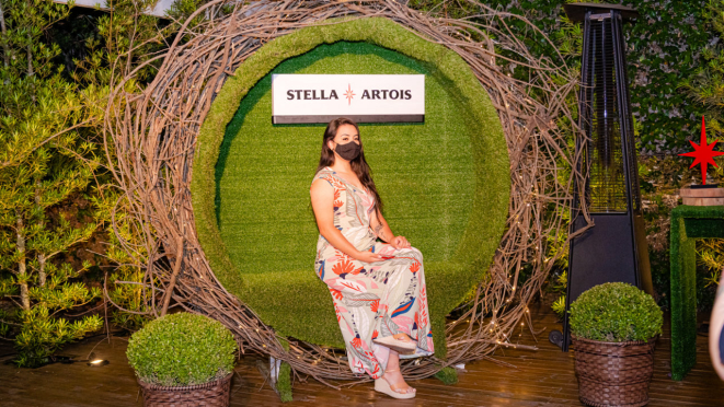 No ninho instagramável da Stella Artois, muitos brindes e fotos para atualizar o feed.