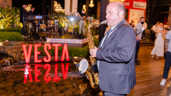O músico Derico Sciotti garantiu o som no palco Vesta.