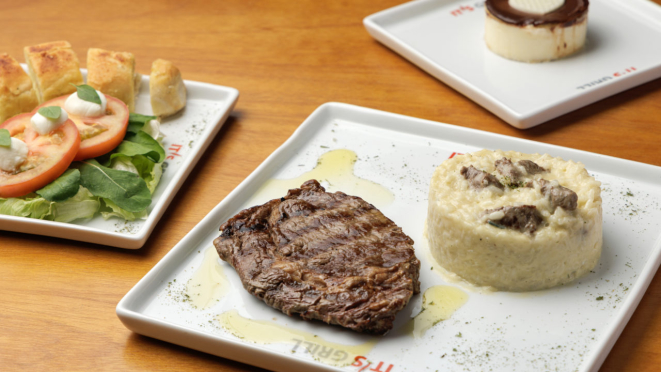Menu com entrada, prato principal e sobremesa do It´s Grill é uma das opções para almoço do Festival Bom Gourmet.