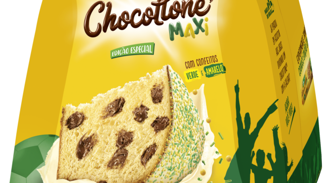 Para entrar no clima da Copa, Bauducco incluiu confeitos coloridos no chocottone e pintou a logo de verde.