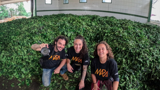 Equipe da expedição do Mapa da Cultura Alimentar em São Mateu do Sul, terra da erva-mate.