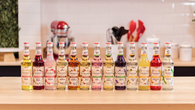 Linha MONIN Expérience traz xaropes para serem usados em casa.