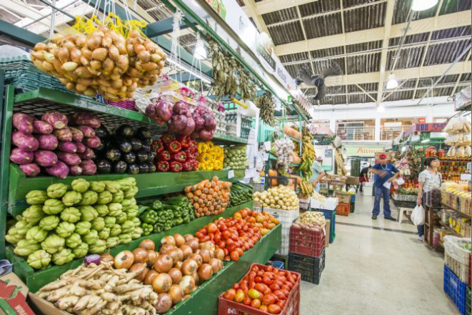 As 41 bancas de hortifruti ficam no primeiro andar do Mercado Municipal. Foto: Letícia Akemi/Gazeta do Povo