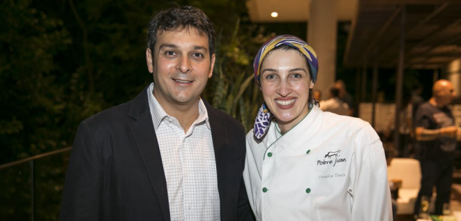 Luiz Marsaioli, sócio-proprietário da Pobre Juan, e Priscila Deus, chef executiva da casa. Foto: Diego Pisante/Divulgação