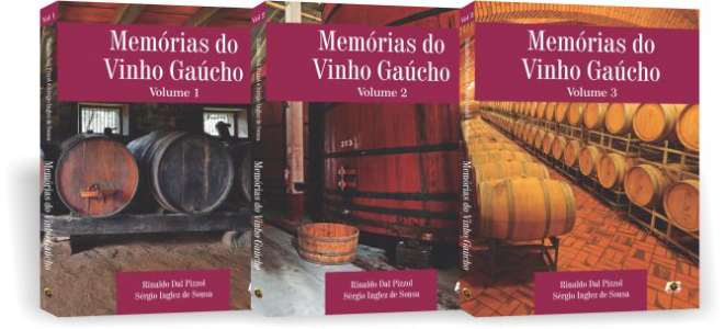 Livro "Memórias do Vinho Gaúcho" tem três volumes de história da produção da bebida no RS. Foto: divulgação