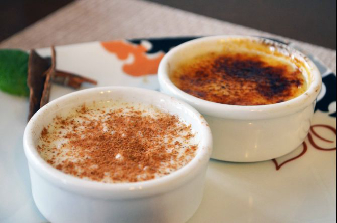 Arroz doce e Leite Creme com crosta de açúcar. Sobremesas do Festival Bela Lisboa. Foto: divulgação.