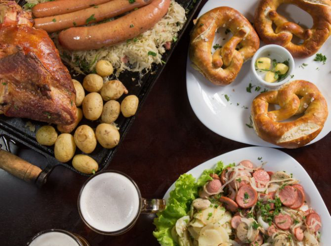 A culinária alemã está bem representada em muitos pratos. Foto: divulgação