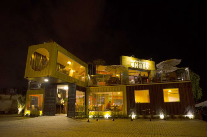 Santuário do Chopp: choperia tem arquitetura feita em contêineres. Foto: divulgação.