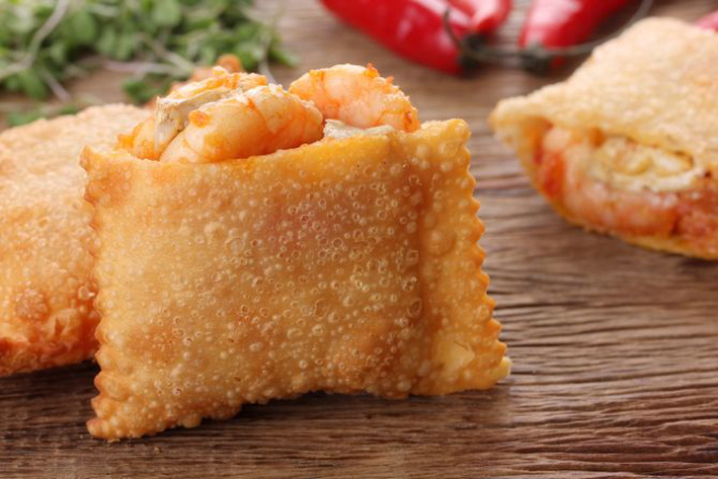 Pastel de camarões entra na promoção. Foto: Divulgação