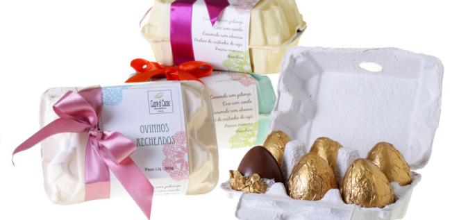 Caixa com seis ovos recheados. Foto: Divulgação